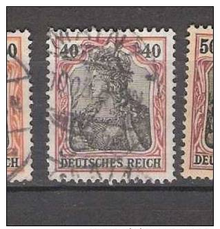 ALLEMAGNE EMPIRE  ANNEE 1905/11   N° YVERT N° 88   40p CARMIN ET NOIR      FILIGRANE LOSANGES VOIR SCAN - Used Stamps