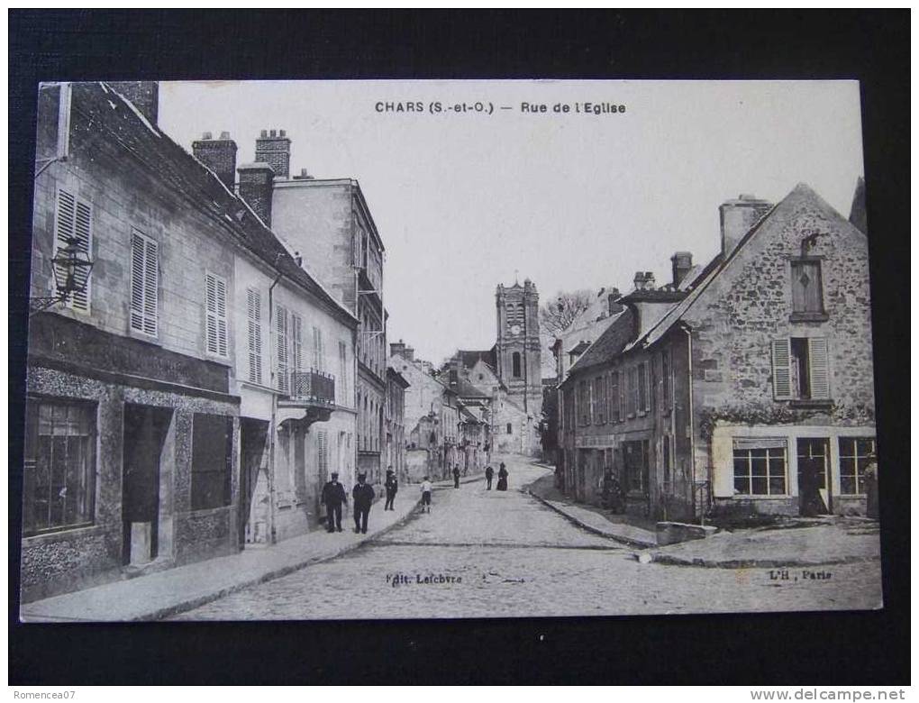 CHARS - Rue De L´Eglise - Commerces - Animée - Voyagée Le 16 Mars 1937 - Chars