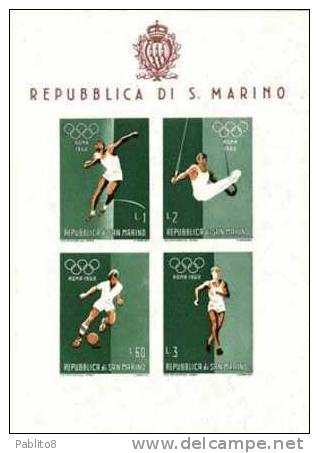 SAN MARINO 1960 GIOCHI OLIMPICI ROMA LOYMPIC GAMES ROME SERIE FOGLIETTI NON DENTELLATI SHEETS SET IMPERF. MNH - Blocks & Kleinbögen