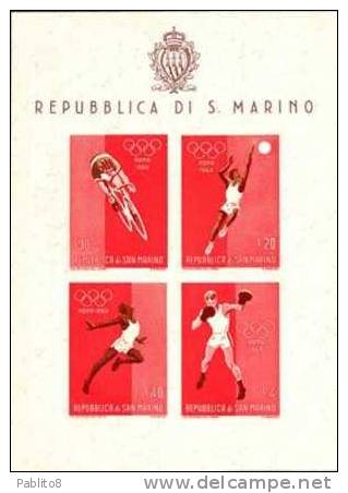 SAN MARINO 1960 GIOCHI OLIMPICI ROMA LOYMPIC GAMES ROME SERIE FOGLIETTI NON DENTELLATI SHEETS SET IMPERF. MNH - Blocks & Sheetlets