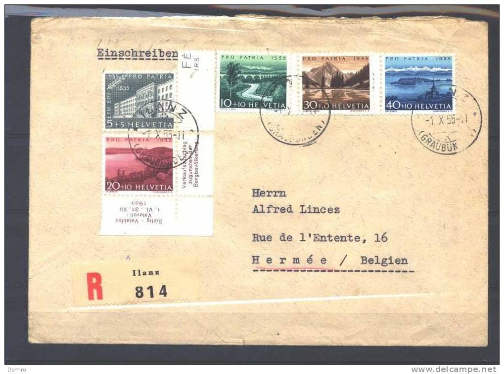 CH 562/66  "PRO PATRIA 1955"  Sur Lettre Recommandée (ILANZ 814) - Covers & Documents