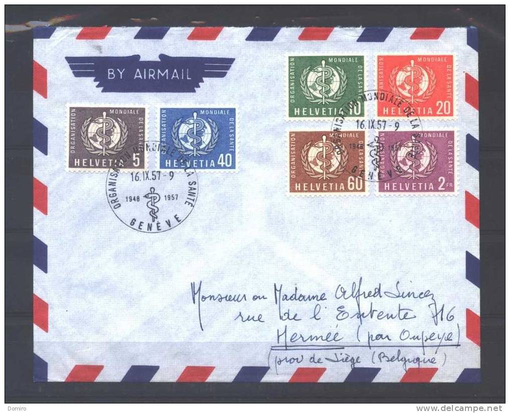 CH  OMS 1957   Oblitération 1er Jour  Sur Courrier Vers La Belgique - Dienstzegels