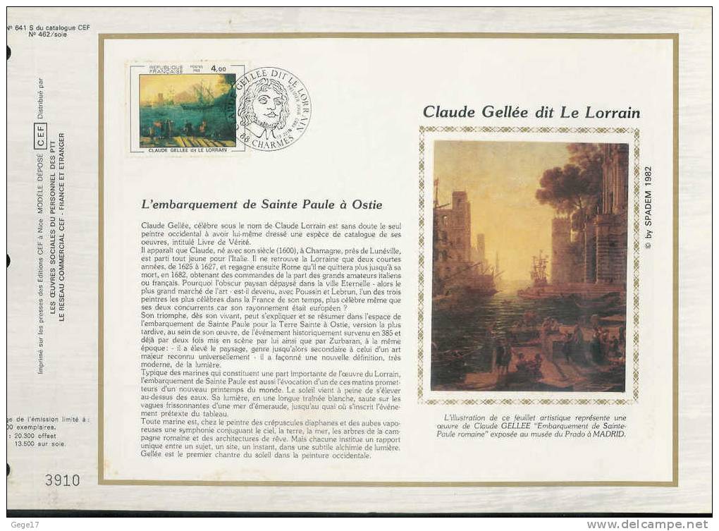 1 Feuillet CEF Soie N° 641 S  1er Jour Du 19.06.1982 - Covers & Documents