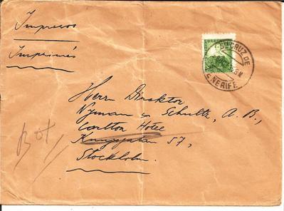 Kanarische Inseln XX001 // - SPANIEN -  Brief,  Mriana Pineda 1935. Drucksache Gran Hotel Florida, St. Cruz De Tenerife - Briefe U. Dokumente