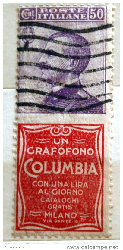 ITALY - 1924 ADVERTISSEMENT STAMP COLUMBIA  USED VF - Publicité