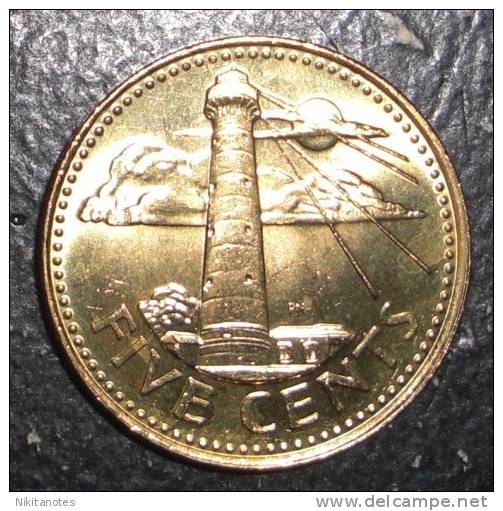 1997 Barbados 5 Cents South Point Lighthouse Coin - Barbades