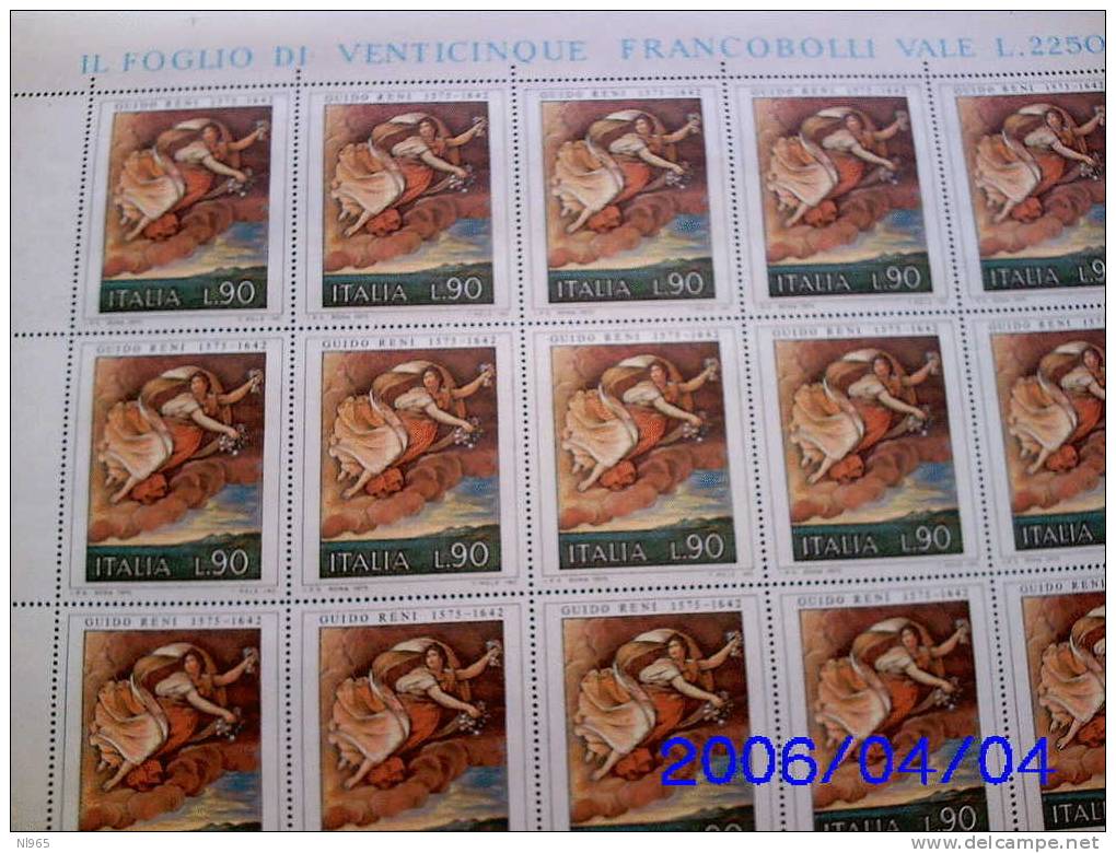 REPUBBLICA ITALIANA - ITALY - ANNO 1975 - QUADRI - GUIDO RENI - ARMANDO SPADINI  -  FOGLIO INTERO ** MNH - Feuilles Complètes