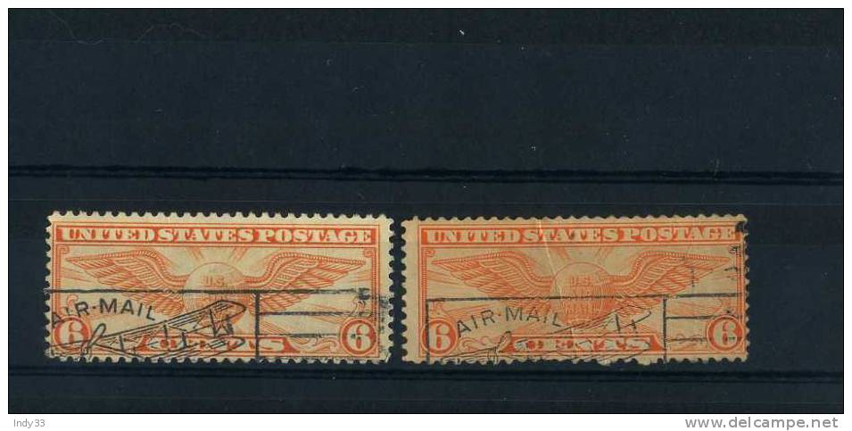 - ETATS-UNIS . VARIETES DE COULEURS  DU 6 C. DE 1932 AERIEN . DOS DU 2e ABIME - 1a. 1918-1940 Oblitérés