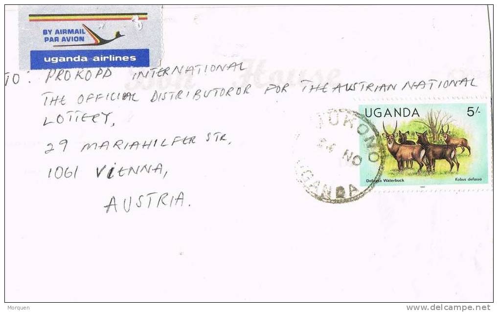 2289. Carta Aerea MUKONO (Uganda) 1982.  Antilopes - Botswana (1966-...)