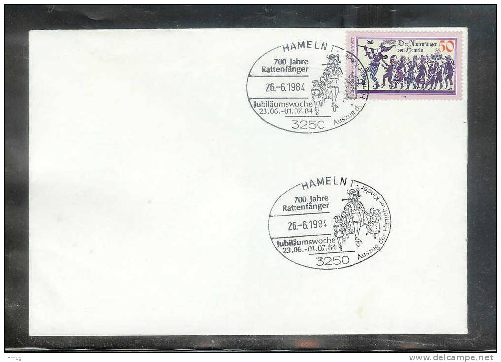 1984 Hameln Pied Piper Special Cancel On 1978 Stamp - Covers & Documents
