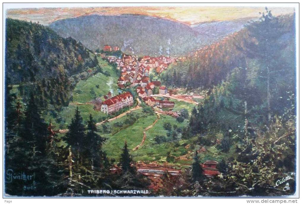 Triberg,Künstlerkarte,1921,Bahnpoststempel Konstanz-Offenburg,Raphael Tuck Karte,Künstler J.Günther,Berlin, - Triberg