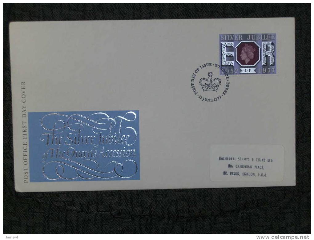 GREAT BRITIAN FDC 1977 QUEEN´S SILVER JUBILEE ACCESSION - 1971-1980 Em. Décimales