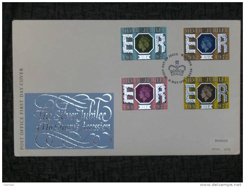 GREAT BRITIAN FDC 1977 QUEENS SILVER JUBILEE ACCESSION 4 LOW VALUES - 1971-1980 Em. Décimales