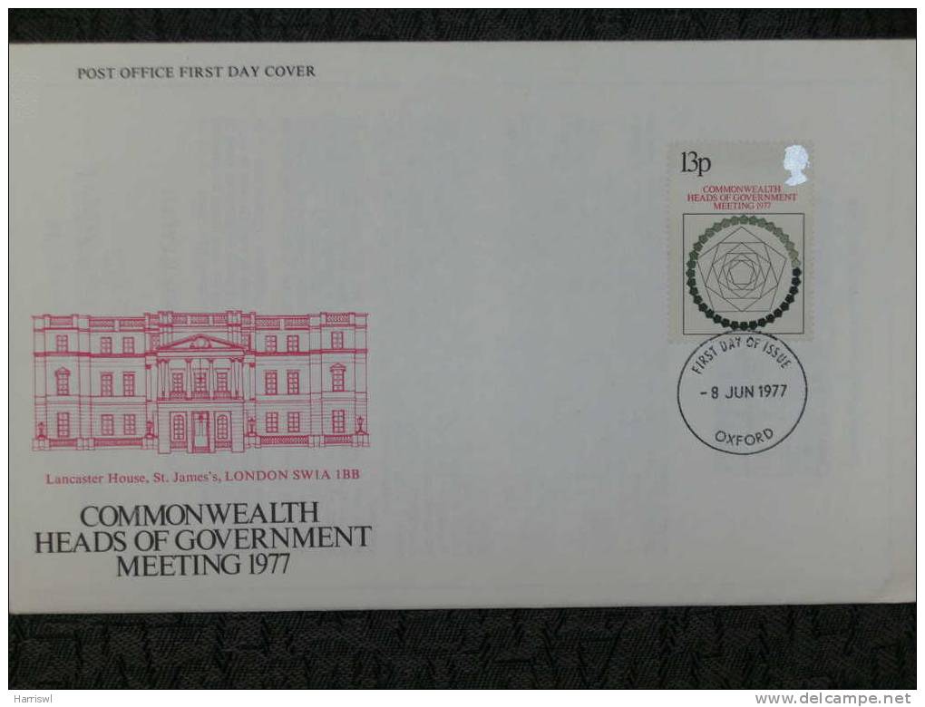 GREAT BRITIAN FDC 1977 COMMONWEALTH  HEADS OF GOVERNMENT MEETING - 1971-1980 Em. Décimales