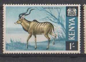 Kenya Used 1966, 1/- Greater Kudu, Animal, - Kenia (1963-...)