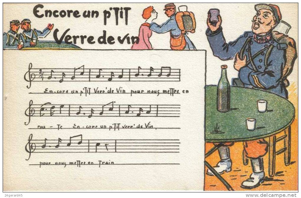 CPA FOLKLORE MUSIQUE ET CHANSON : Encore Un P´tit Verre De Vin - Music