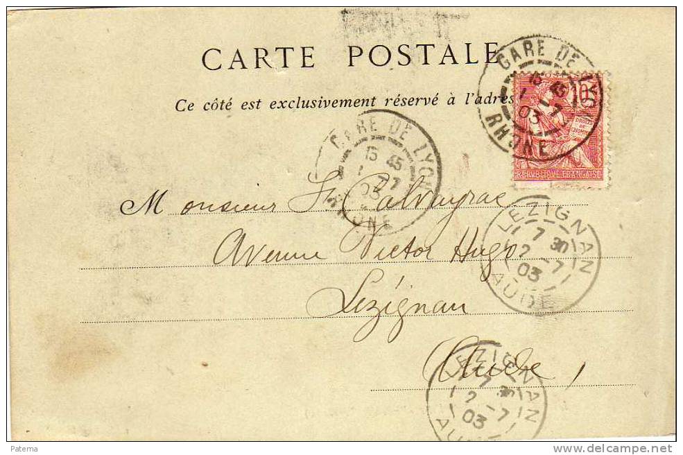 Postal, GARE DE LYON, 1903 (Francia), Post Card, , Postkarte - 1900-02 Mouchon