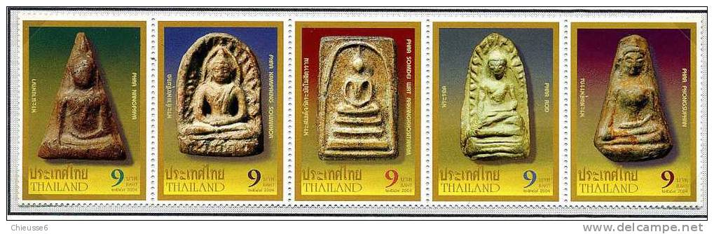 Thaïlande ** N° 2133 à 2137 Se Tenant - Bouddhisme. Figurines De Bouddha  (6 P55) - Thaïlande