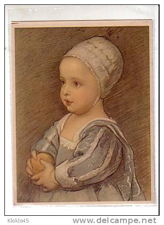 IMAGE Petite Fille En Habit Moyen Age Avec Bonnet Tenant Une Balle Dans Les Mains Série R N° 4 - Roberto HOESCH - Devotieprenten