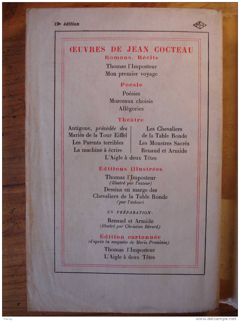 JEAN COCTEAU - L' AIGLE A DEUX TETES - GALLIMARD - 1946 Eo - Auteurs Français