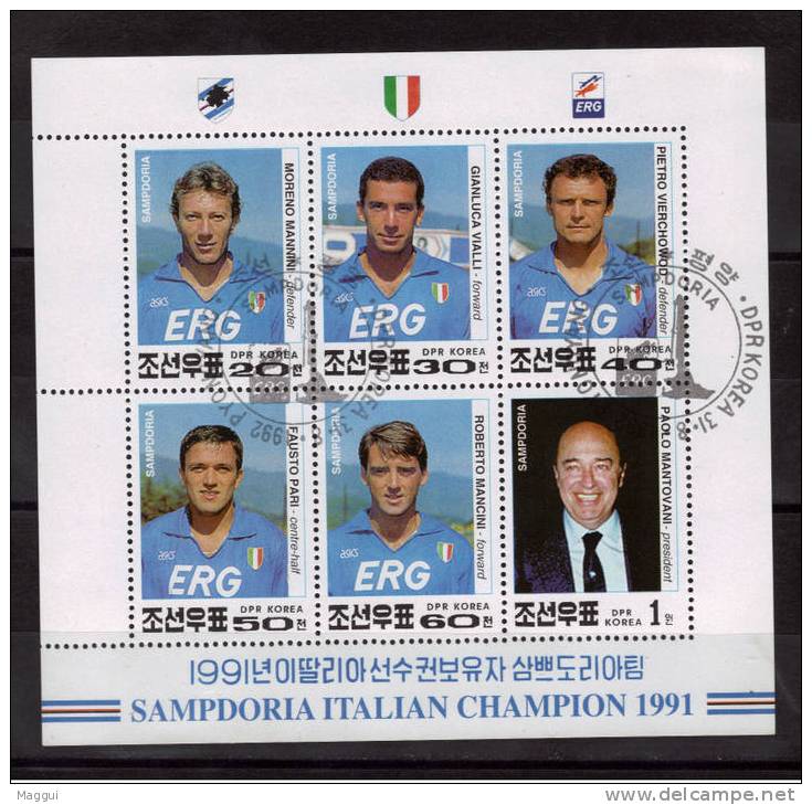 COREE DU NORD   Feuillet   Oblitere     1991 Sampdoria      Football  Soccer  Fussball - Used Stamps