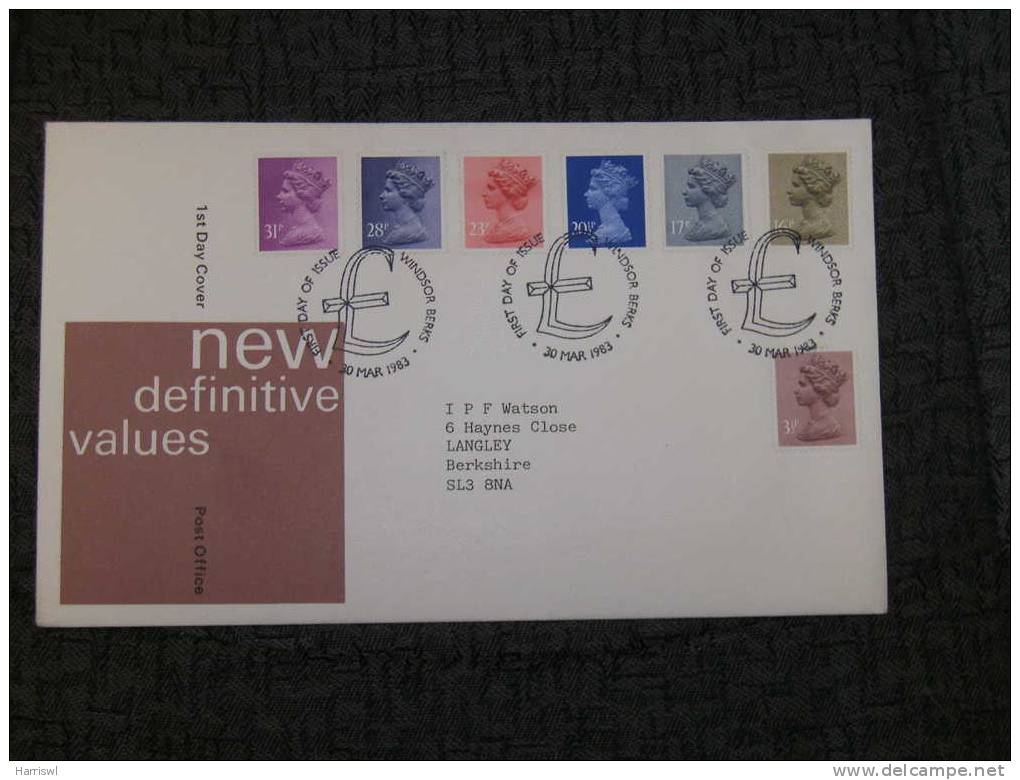 GB FDC NEW DEFINITIVE VALUES 1983 3.5P TO 31P - 1981-1990 Em. Décimales