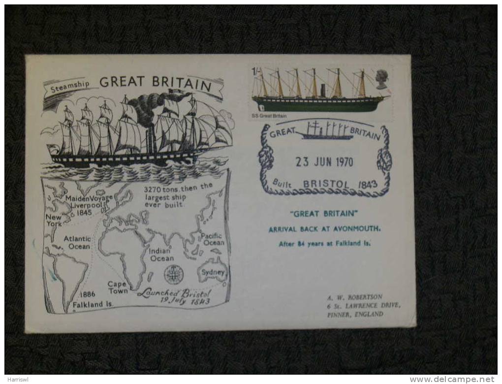 GB STEAMSHIP GREAT BRITAIN COMMEMERATIVE COVER 1970 - 1952-1971 Dezimalausgaben (Vorläufer)