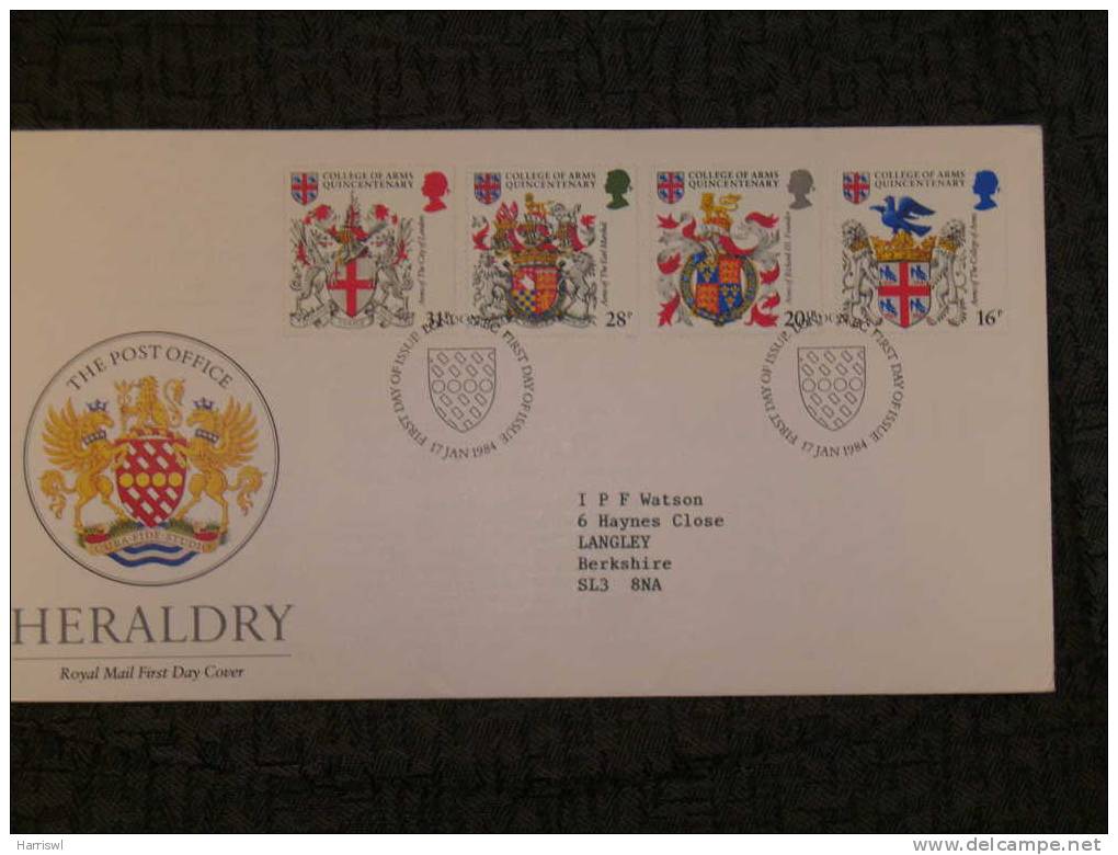 GB FDC 1984 HERALDRY - 1981-1990 Decimal Issues