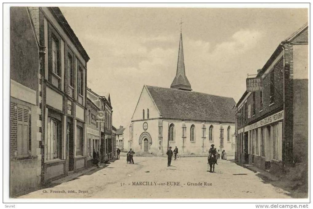 MARCILLY Sur EURE. - Grande-Rue. HÔTEL DES VOYAGEURS. 1er Plan - Marcilly-sur-Eure