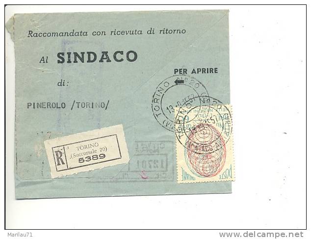 418 1957 ONU £90 Isolato Raccomandata Interno - 1946-60: Marcofilia