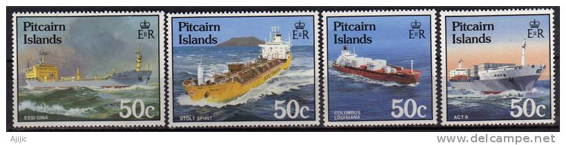 ILE PITCAIRN. Porte Conteneurs &  Pétroliers Desservant L´ile . 4 T-p Neuf **. Yv.# 256/9 - Islas De Pitcairn