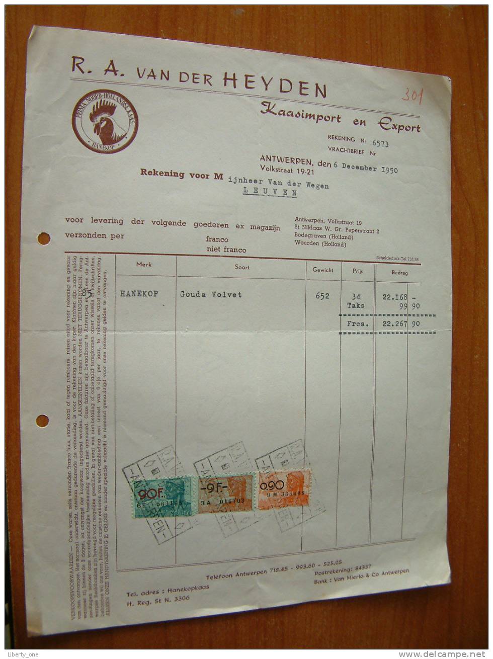 R. A. VAN DER HEYDEN / ANTWERPEN - 1950 ! - Autres & Non Classés