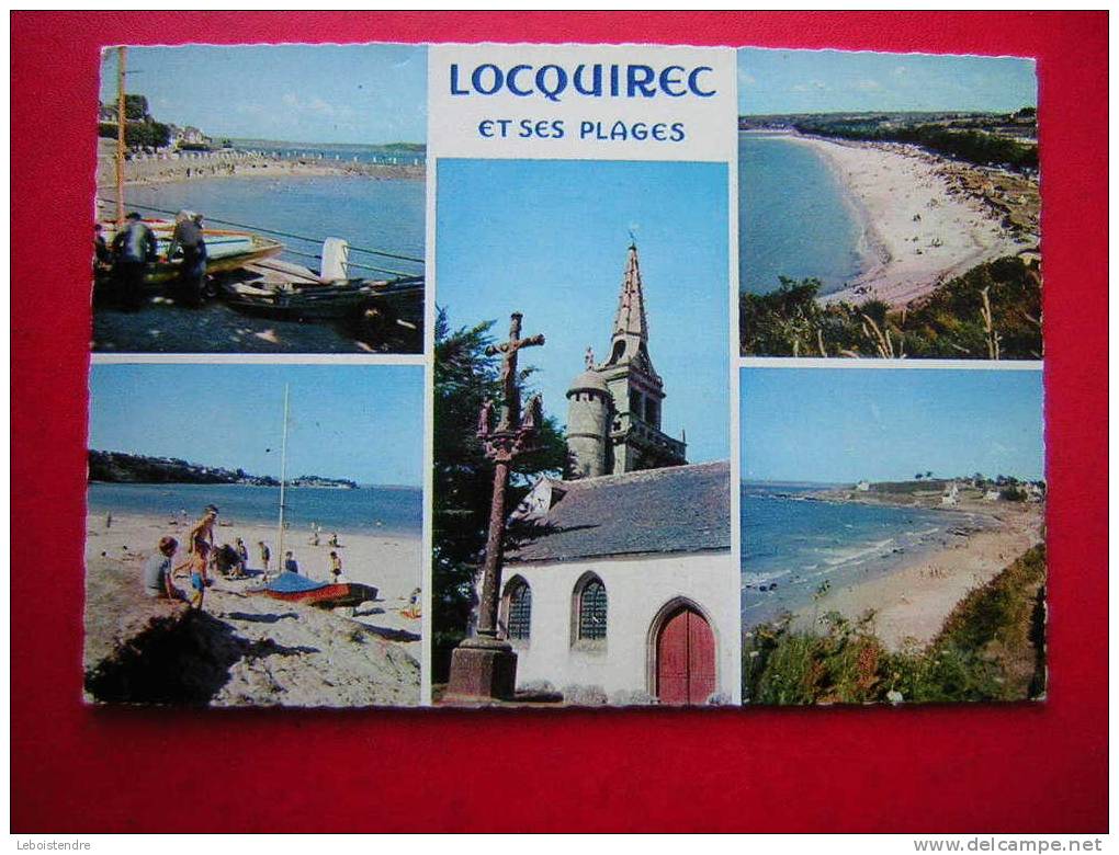 CPSM-29-FINISTERE -LOCQUIREC ET SES PLAGES  -MULTI-VUES- VOYAGEE-PHOTO RECTO/VERSO-CARTE EN BON ETAT,VECU D'USAGE - Locquirec