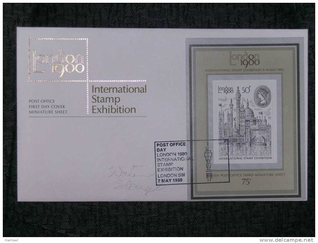 GB FDC 1980 INTERNATIONAL STAMP EXHIBITION 6-14 MAY 1980 MINI SHEET - 1971-1980 Em. Décimales