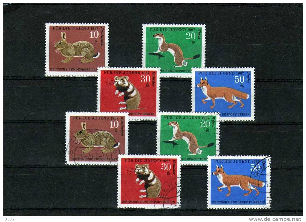 Jugend-Marken Pelztiere Hermelin, Hamster, Fuchs... Berlin **/o 299/2+ FDC 11€ Wildkaninchen, Fuchs - Storia Postale