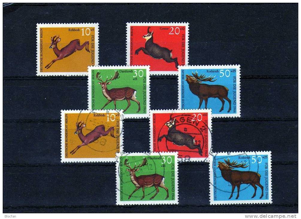 Jugend-Marken 1966 Jagdbares Hochwild Berlin **/o 291/4+ FDC 9€ Rehbock, Gemse, Rothirsch, Damm - Hirsch - Briefe U. Dokumente