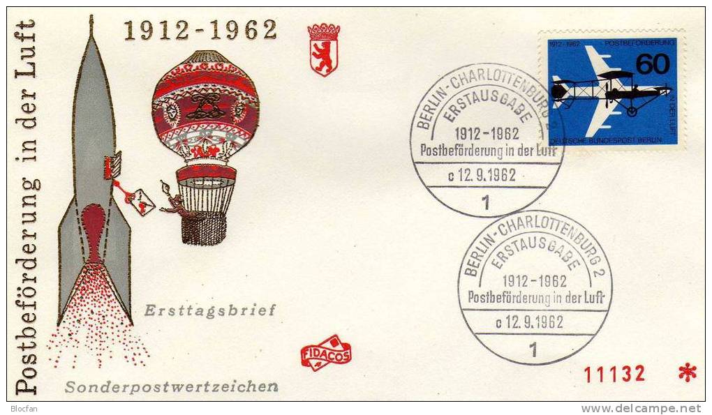 50 Jahre Luftpost-Beförderung Ausstellung LUPOSTA 1962 **/o 230 + FDC 4€ Gelber Hund Von 1912 Und Düsenflugzeug - Lettres & Documents