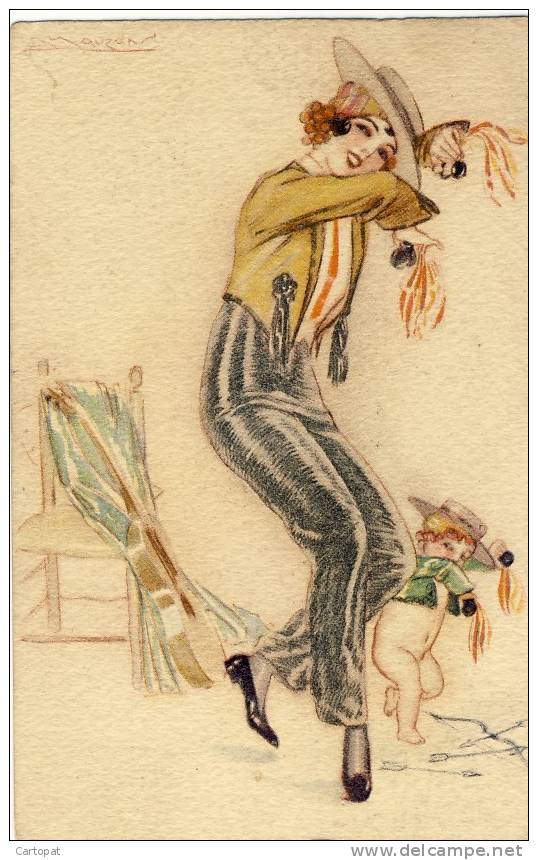 CPA ILLUSTRATEUR  ITALIEN - Signé MAUZAN - Série N°2746 - La Danseuse De Flamenco Et Cupidon ( Carte Assez Rare ) - Mauzan, L.A.