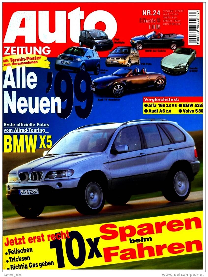 Auto  Zeitung  24 / 1998  Mit :  Test / Fahrberichte :  VW Lupo 1.2 TDI  -  VW New Beetle  -  Usw. - Auto & Verkehr