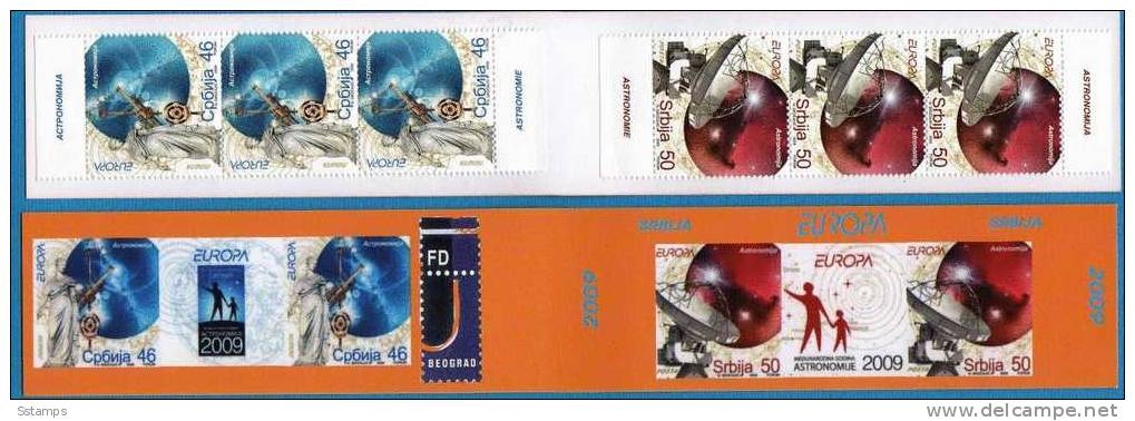 2009  SERBIA  SERBIEN EUROPA CEPT ASTRONOMIA BOOKLET 3 SETS - 2009