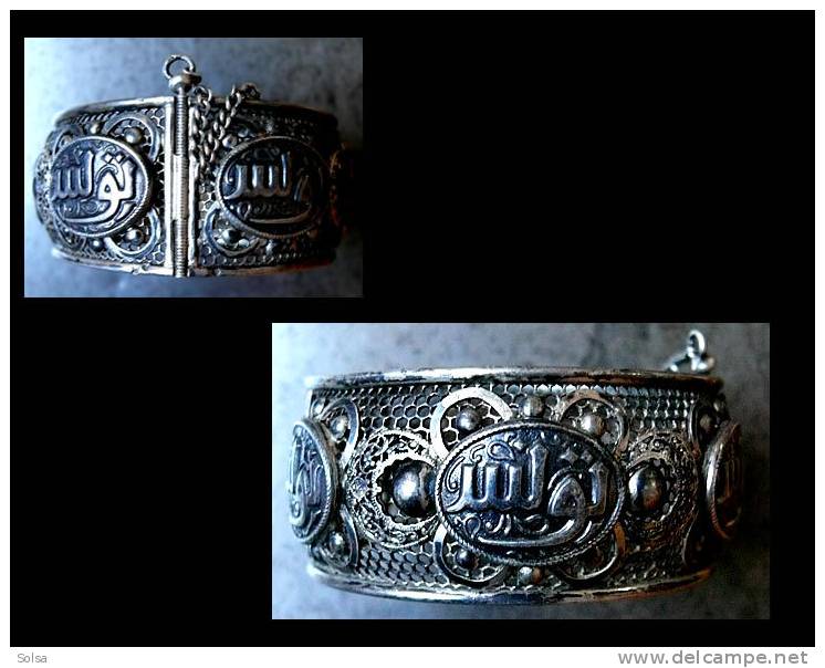 - Ancien Bracelet Tifinagh Ajouré Argent / Old Oriental Tifinagh Silver Bracelet - Oosterse Kunst