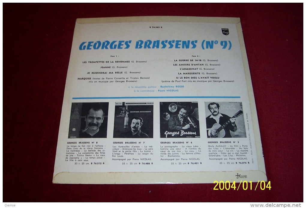 GEORGES  BRASSENS  °°   25 CM  /  33 TOURS  °°   LES TROMPETTES DE LA RENOMMEE  No 9 - Special Formats