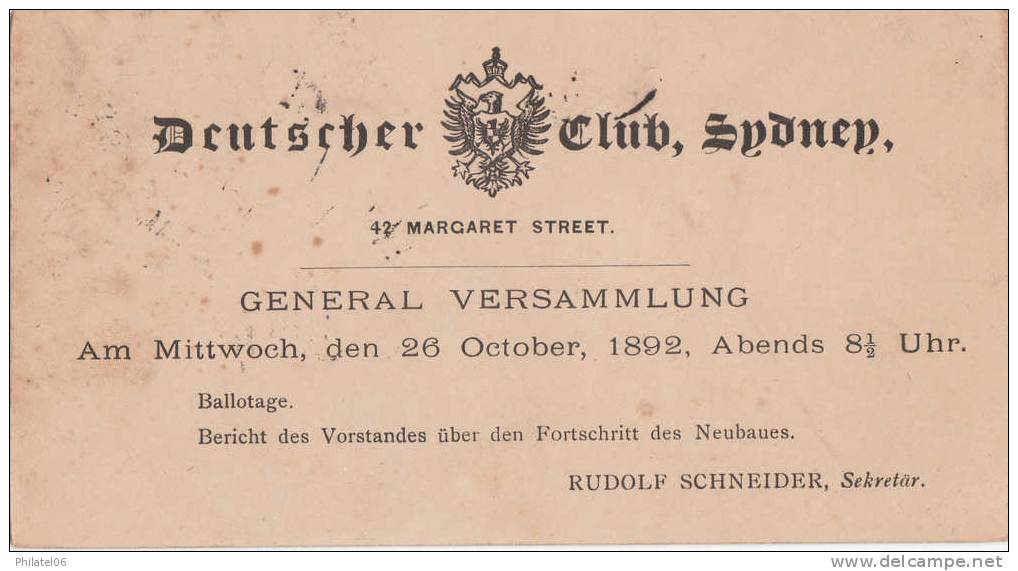 RARE ENTIER  NOUVELLE GALLES DU SUD  1892 - Lettres & Documents