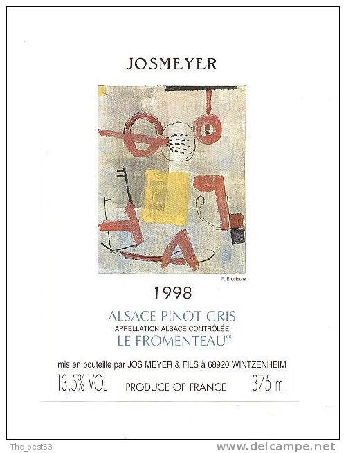 Etiquette De VinPinot Gris 1998 -  Le Fromenteau  - Illustrateur F. Bruetschy -  Jos Meyer à Wintzenheim (68) - Altri & Non Classificati