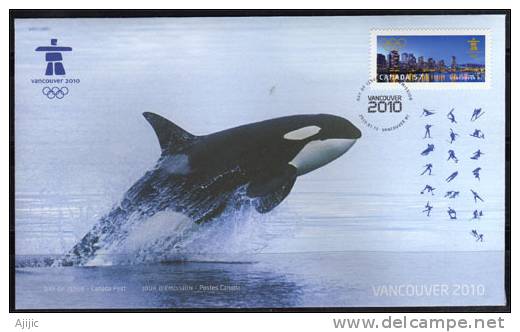 L´orque / Orca. Killer Whale.  (Vancouver 2010).   FDC Canada 2010 - Baleines