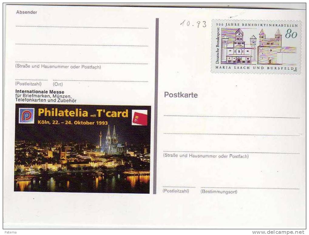 Entero Postal, Feria Del Sello, PHILATELIA 1993,  (Alemania) , Entier Postal - Geïllustreerde Postkaarten - Ongebruikt