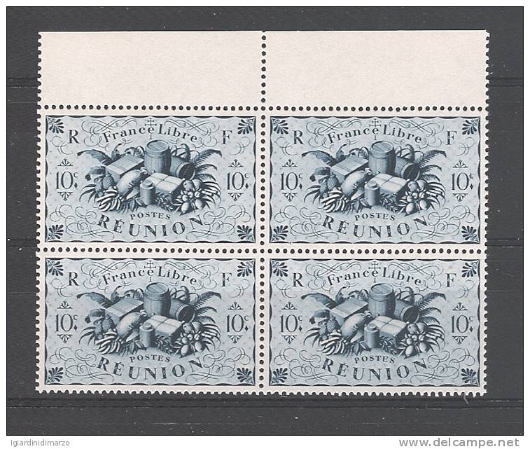 REUNION - 1943: Quartina Del Valore Da 10 C. Nuovo S.t.l. - Serie Di Londra - In Ottime Condizioni. - Unused Stamps