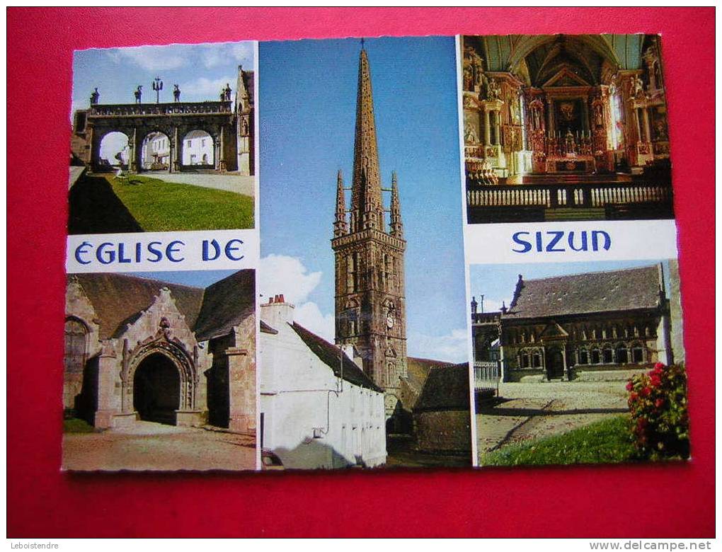 CPSM-29-FINISTERE-EGLISE DE SIZUN-MULTI-VUES-NON VOYAGEE-PHOTO RECTO / VERSO- CARTE EN BON ETAT AVEC MARQ - Sizun