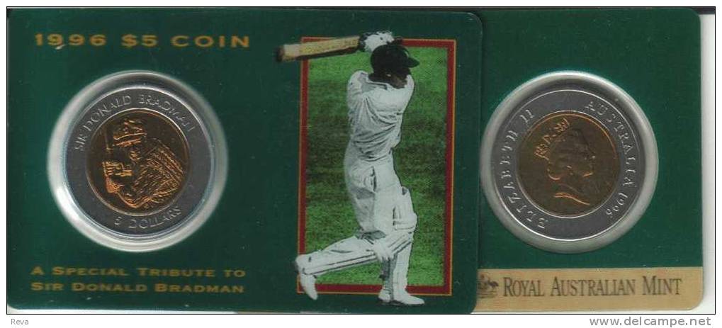 AUSTRALIA  $5 BI-METAL BRADMAN CRICKET SPORT  QEII HEAD 1 YEAR PNC 1997 UNC NOT RELEASED READ DESCRIPTION CAREFULLY!! - Other & Unclassified