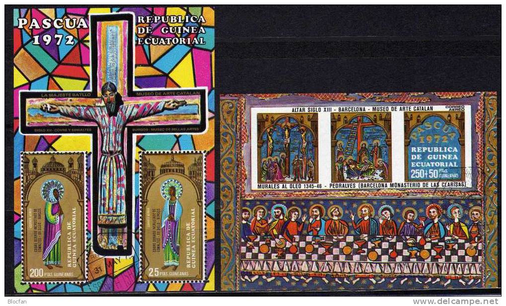 Ostern Kreuzigung Christi Äquatorial Guinea Block 7 Plus 8 O 2€ Ikone Kunstmuseum Burgos - Schilderijen